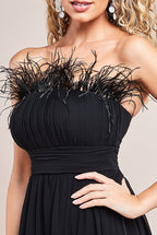 Chiffon Feather Bandeau Maxi Dress