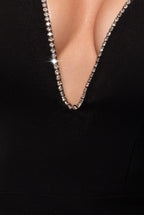 Strapless Super Plunge Diamante Neck Midi Dress