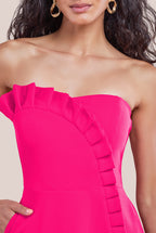 Frilled Halter Neck Strap Midi Dress