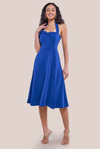 Frilled Halter Neck Strap Midi Dress