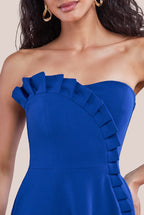 Frilled Halter Neck Strap Midi Dress