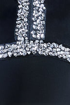 Scuba Crepe Diamonte Embellished Halter Neck Maxi Dress