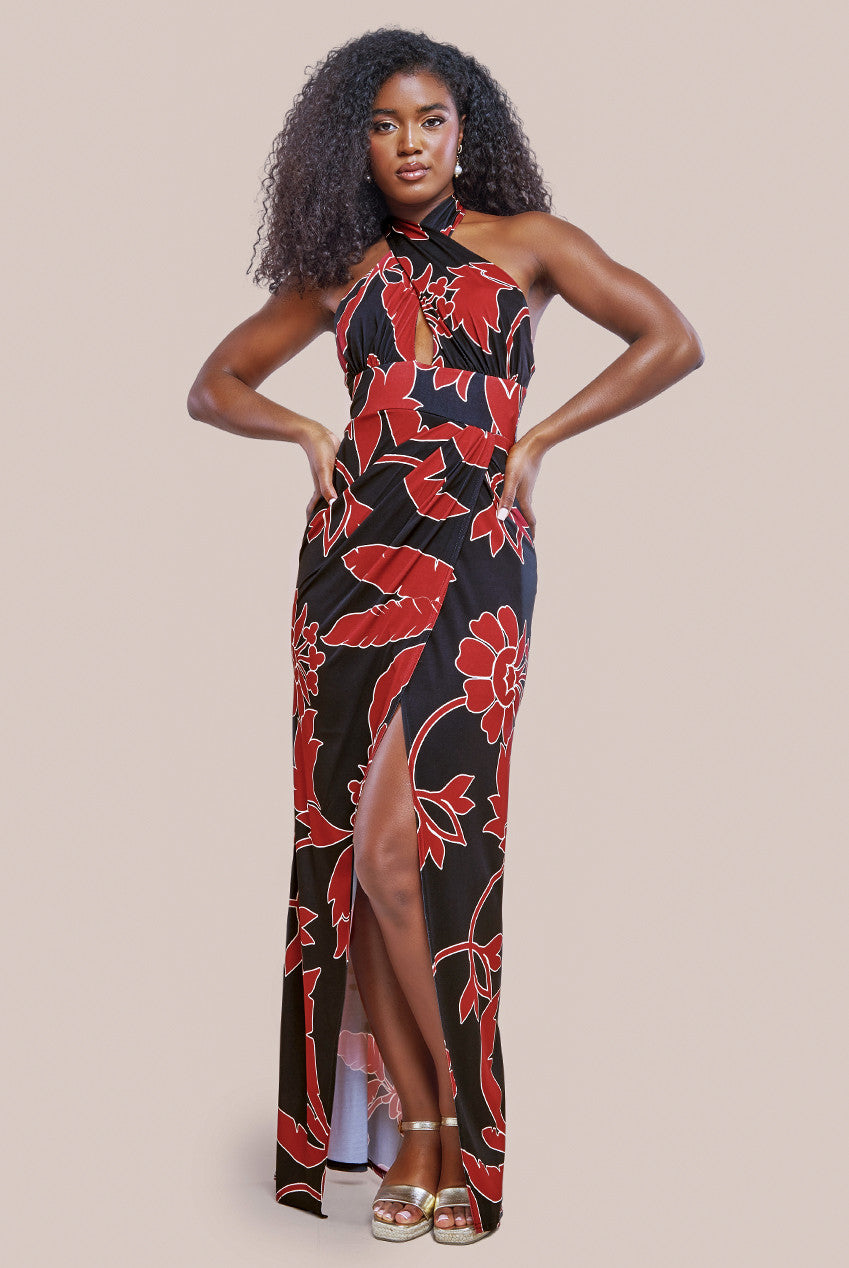 Printed Crossover Maxi Dress