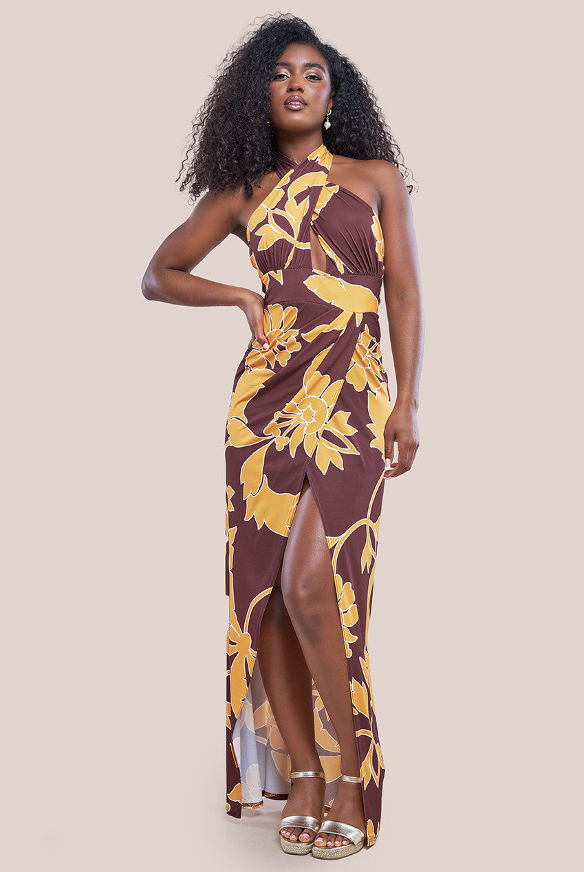 Printed Crossover Maxi Dress