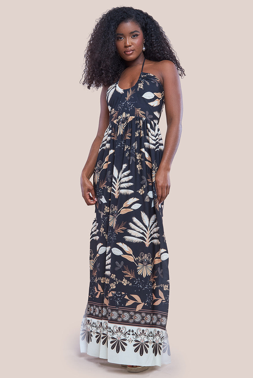 Printed Tie Back Maxi Dress