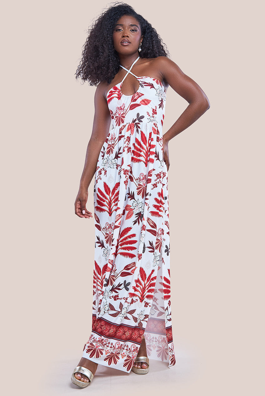 Printed Tie Back Maxi Dress