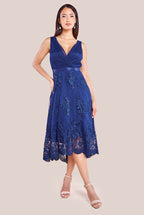 Pleated Satin Bodice High And Low Dress