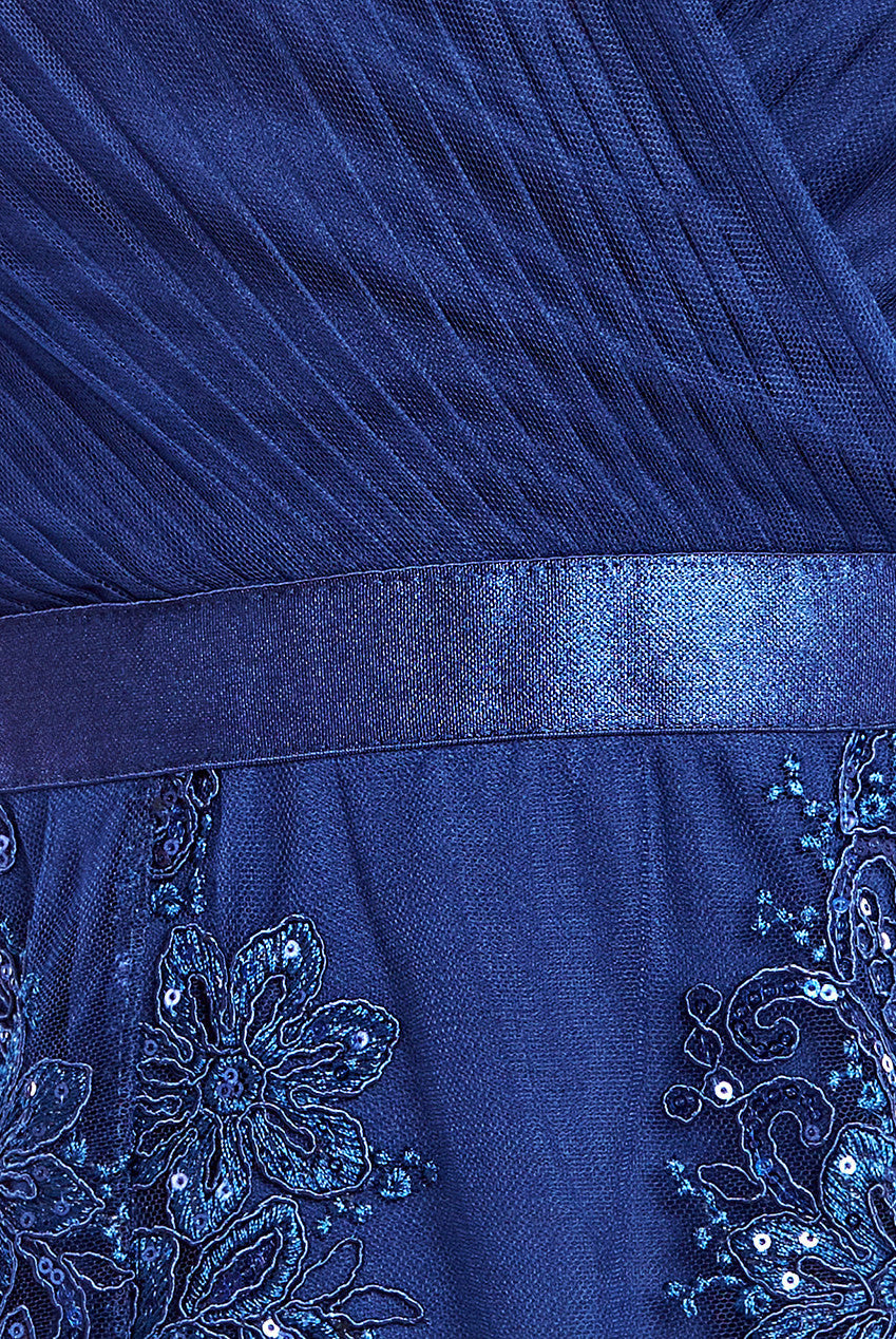 Pleated Satin Bodice High And Low Dress