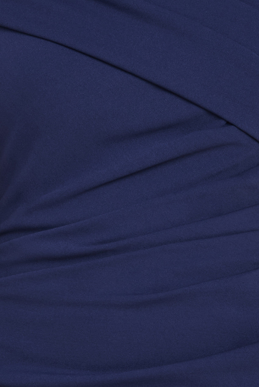 One Shoulder Scuba Crepe Evening Maxi Dress