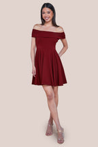 Bardot Pleated Skater Mini Dress