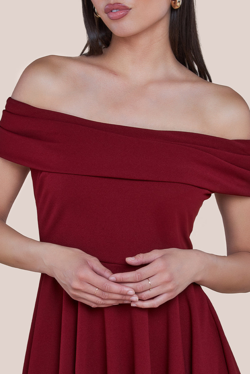 Bardot Pleated Skater Mini Dress