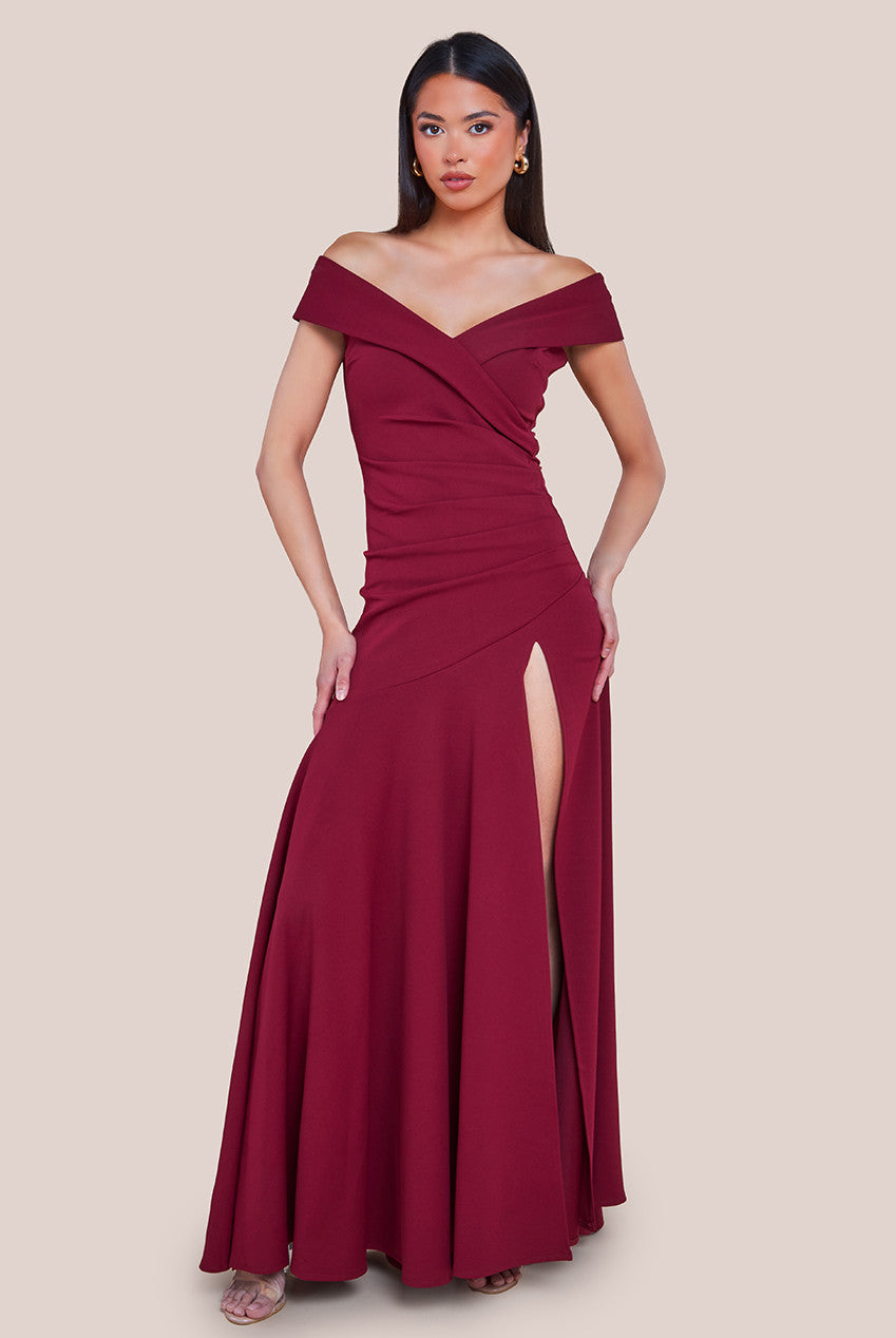 Scuba Crepe Off The Shoulder Bardot Dress