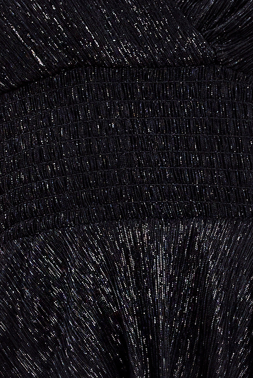 Crinkle Lurex High Low Layered Midi Dress