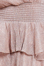 Crinkle Lurex High Low Layered Midi Dress