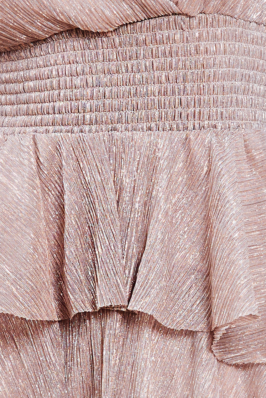 Crinkle Lurex High Low Layered Midi Dress