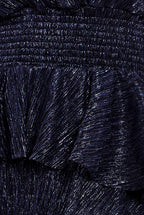 Crinkle Lurex High Low Layered Midi Dress