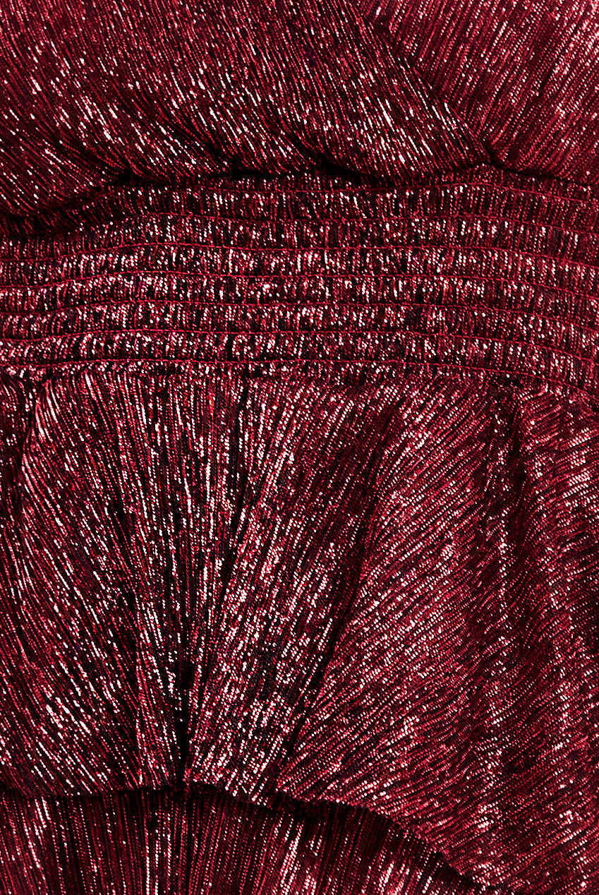 Crinkle Lurex High Low Layered Midi Dress