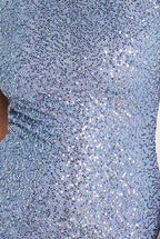 Open Back Cowl Patterned Sequin Maxi Dress