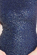 Open Back Cowl Patterned Sequin Maxi Dress