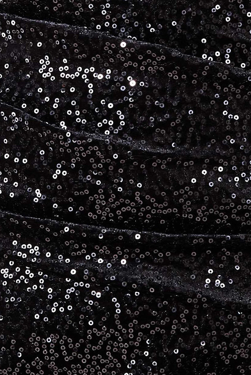 Patterned Sequin Velvet Wrap Bodice Maxi Dress