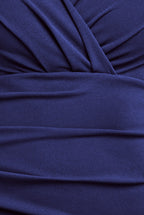 Scuba Crepe Pleated Bardot Maxi Dress