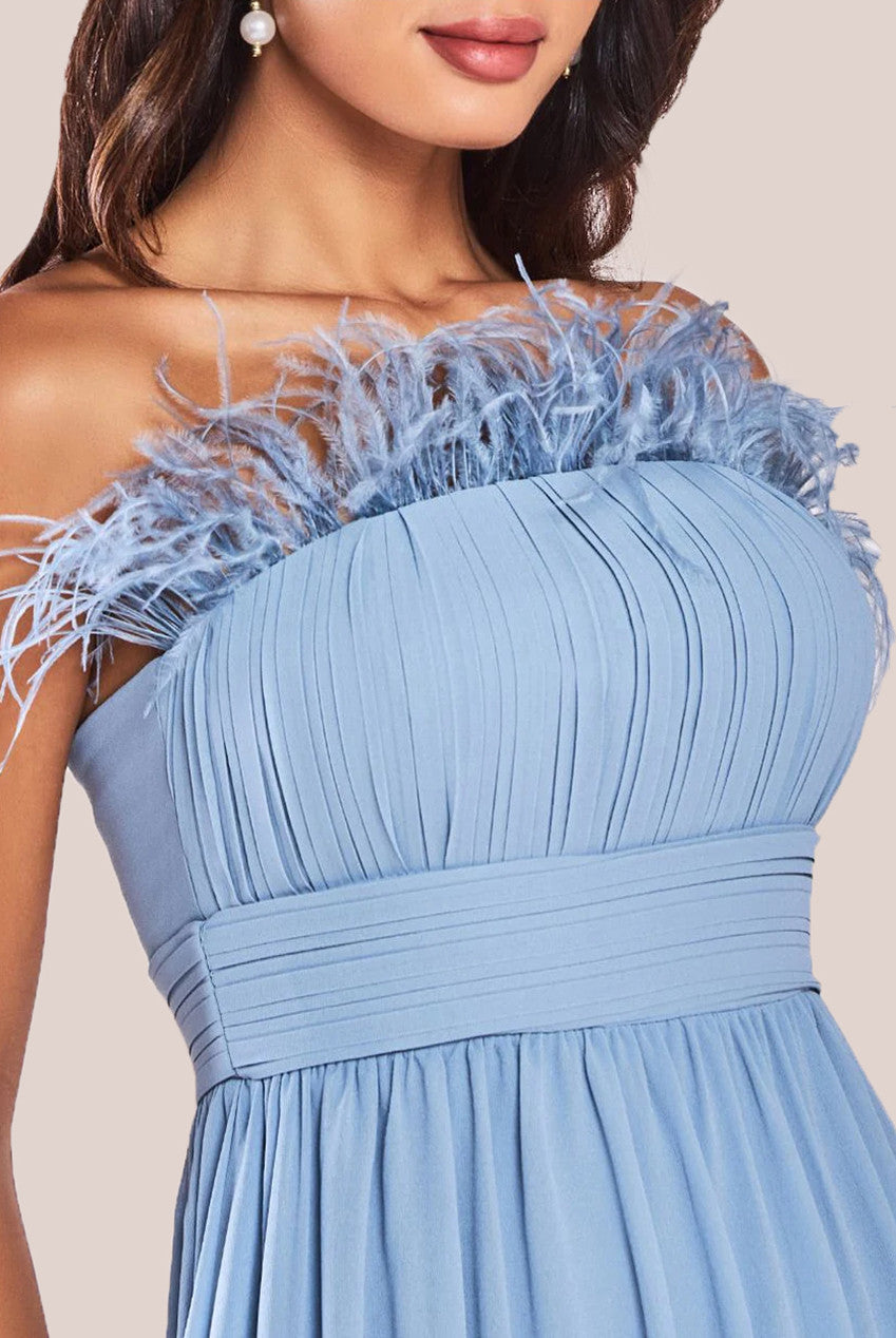 Chiffon Feather Bandeau Maxi Dress