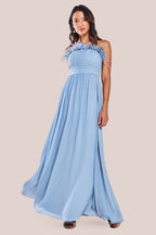 Chiffon Feather Bandeau Maxi Dress