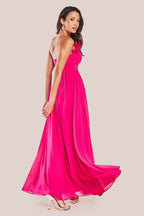 Chiffon Feather Bandeau Maxi Dress