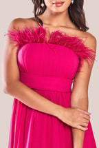 Chiffon Feather Bandeau Maxi Dress