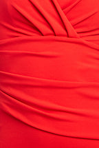 Scuba Crepe Pleated Bardot Maxi Dress