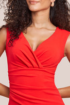 Scuba Crepe Pleated Bardot Maxi Dress