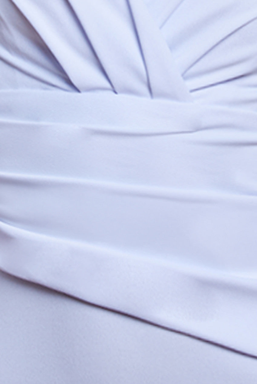 Scuba Crepe Pleated Bardot Maxi Dress