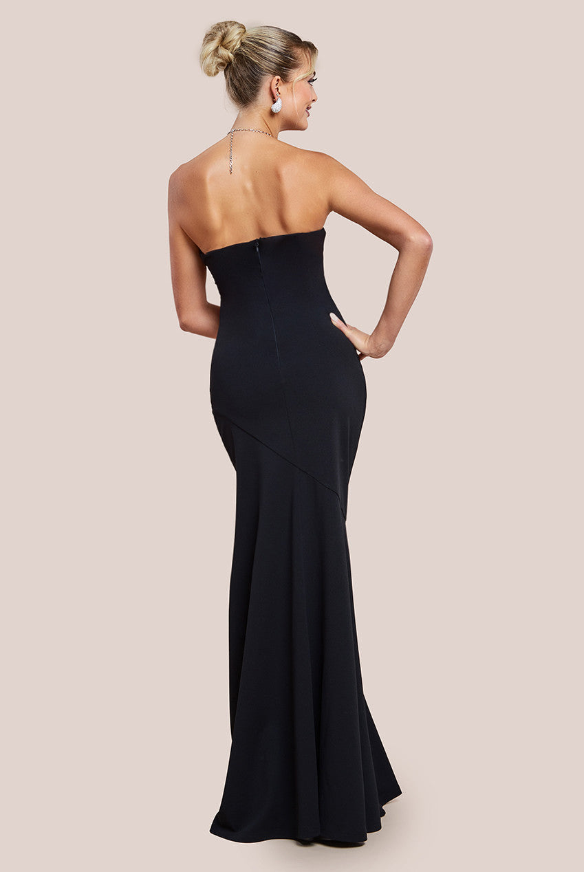 Scuba Crepe Bandeau Maxi With Diamante Necklace