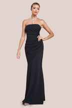 Scuba Crepe Bandeau Maxi With Diamante Necklace
