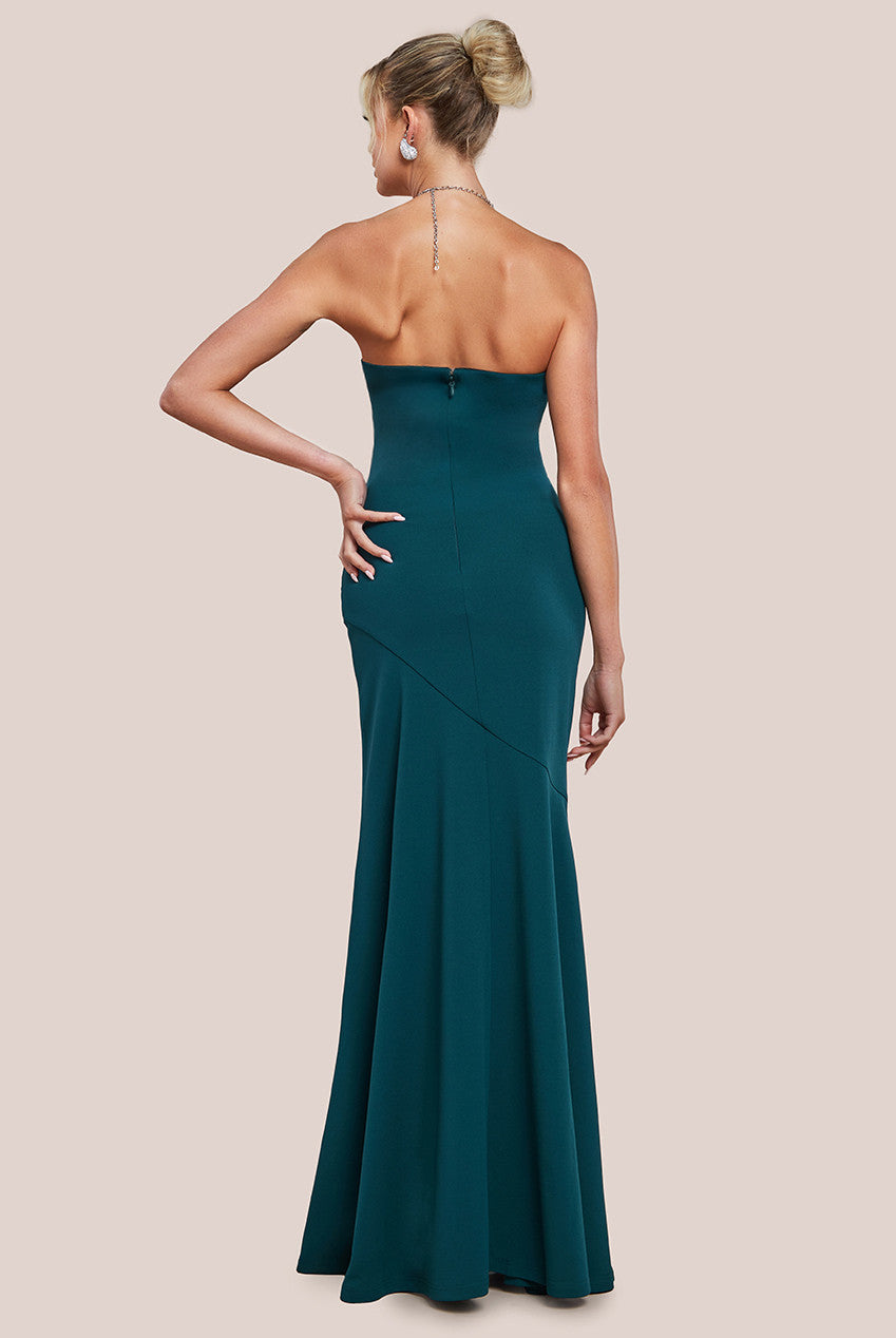 Scuba Crepe Bandeau Maxi With Diamante Necklace