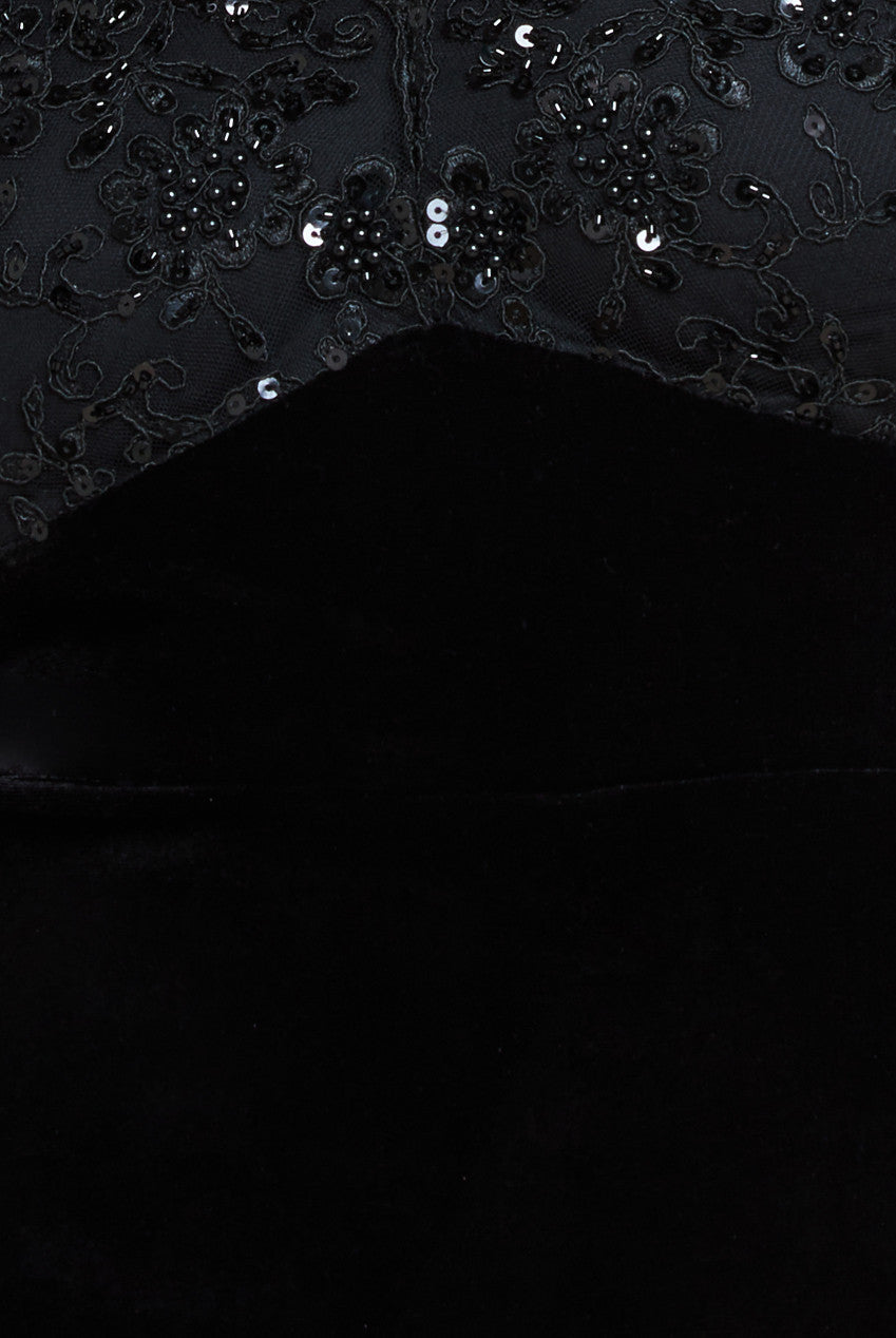 Scalloped Lace & Velvet Maxi Dress