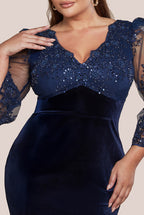 Scalloped Lace & Velvet Maxi Dress