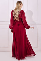 Wrap Back With Front Split Chiffon Maxi Dress