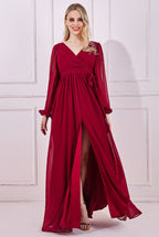 Wrap Back With Front Split Chiffon Maxi Dress