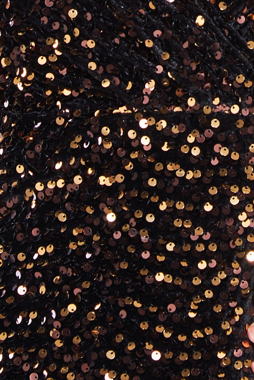 Multi Sequin & Velvet Bardot Maxi Dress