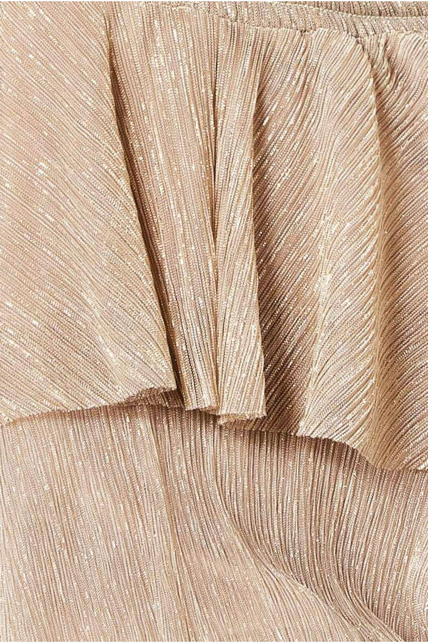 Crinkle Lurex High Low Layered Midi Dress