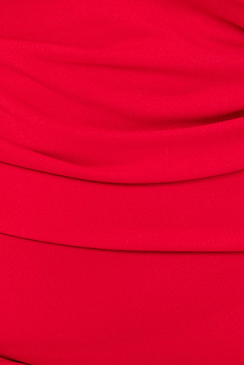 Scuba Crepe Wrap Bardot Midi Dress