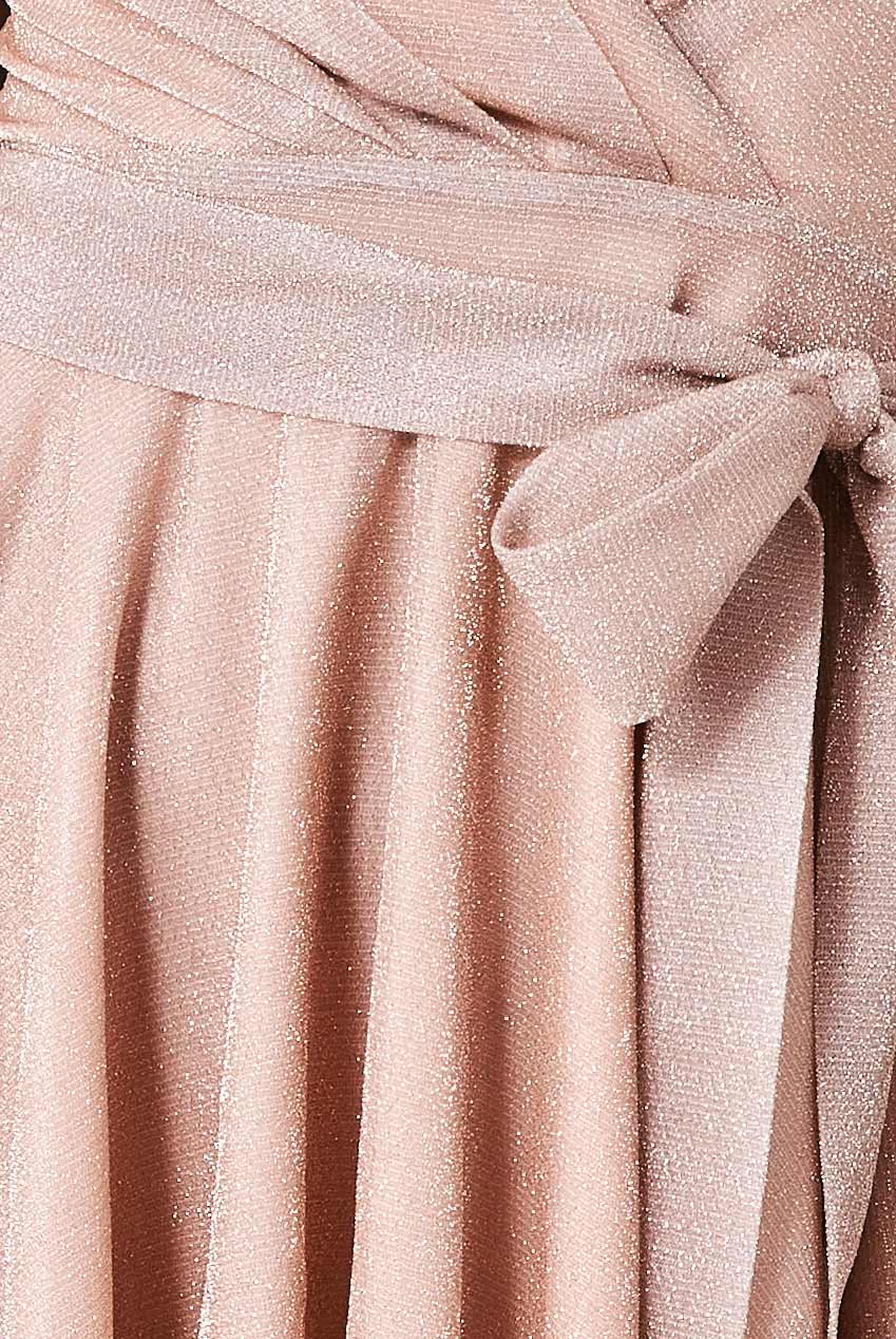 Wrap Bodice Lurex Skater Dress With Belt