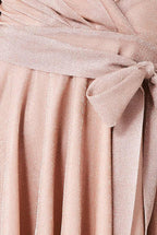 Wrap Bodice Lurex Skater Dress With Belt