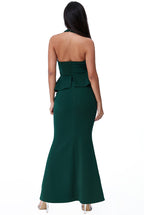 Peplum Halter Neck Maxi With Diamante Buckle