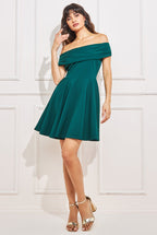 Bardot Pleated Skater Mini Dress