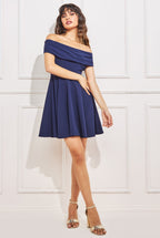 Bardot Pleated Skater Mini Dress