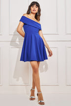 Bardot Pleated Skater Mini Dress