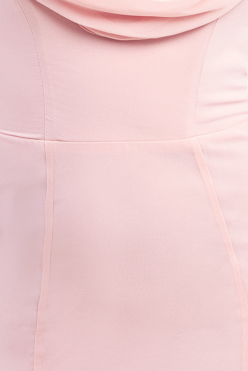 Chiffon Bardot Cowl Neck Maxi Dress