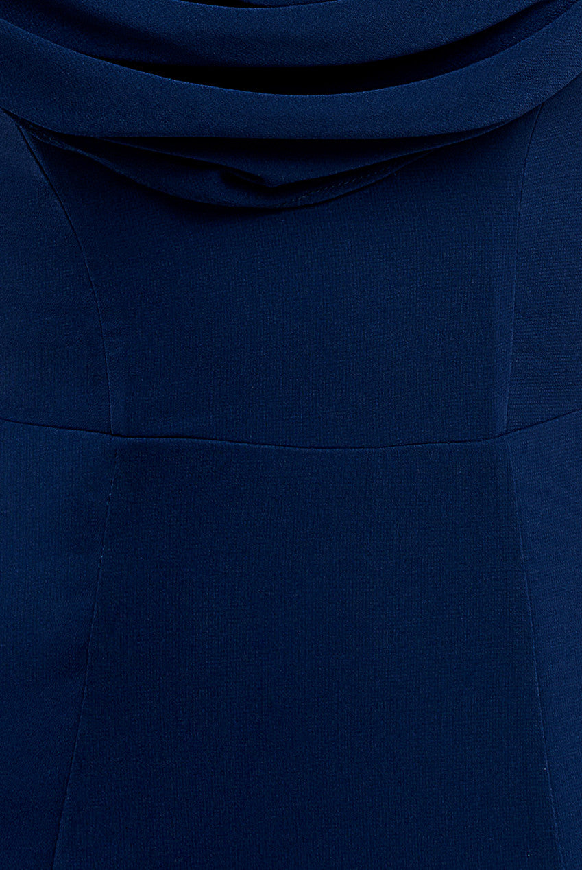 Chiffon Bardot Cowl Neck Maxi Dress